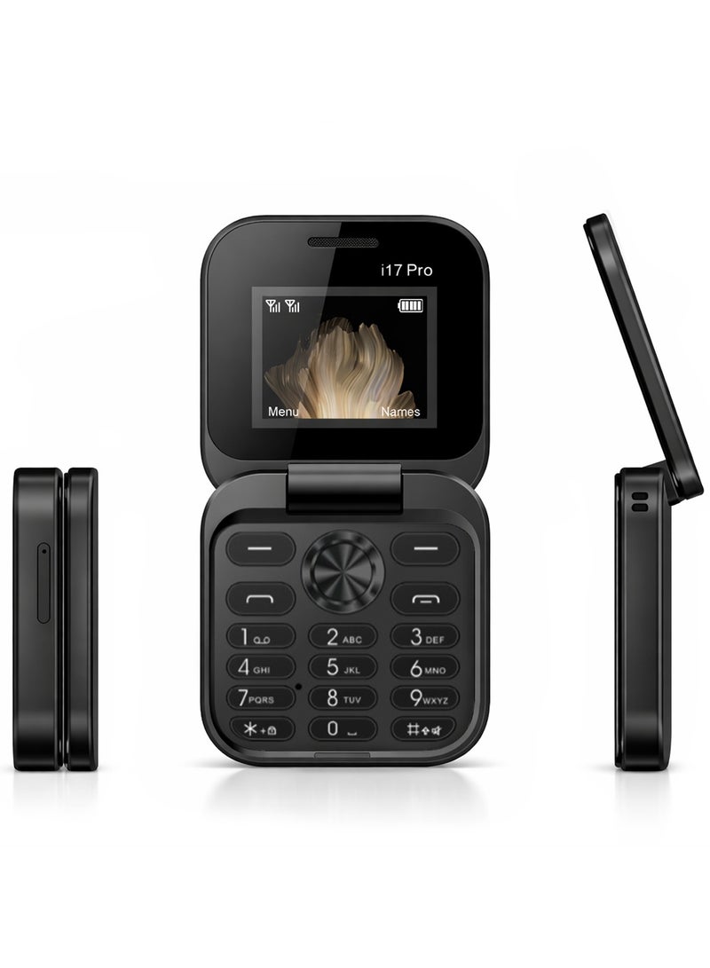 TAPIT 17pro Mini Flip Phon Keypad Non-smartphon Elderly Phon with Large Buttons, Dual SIM, FM Radio, Multilingual, Speed Dial, Blacklist, for Kids & Elderly (Black Mini Flip Mobile Phone) - Image 1